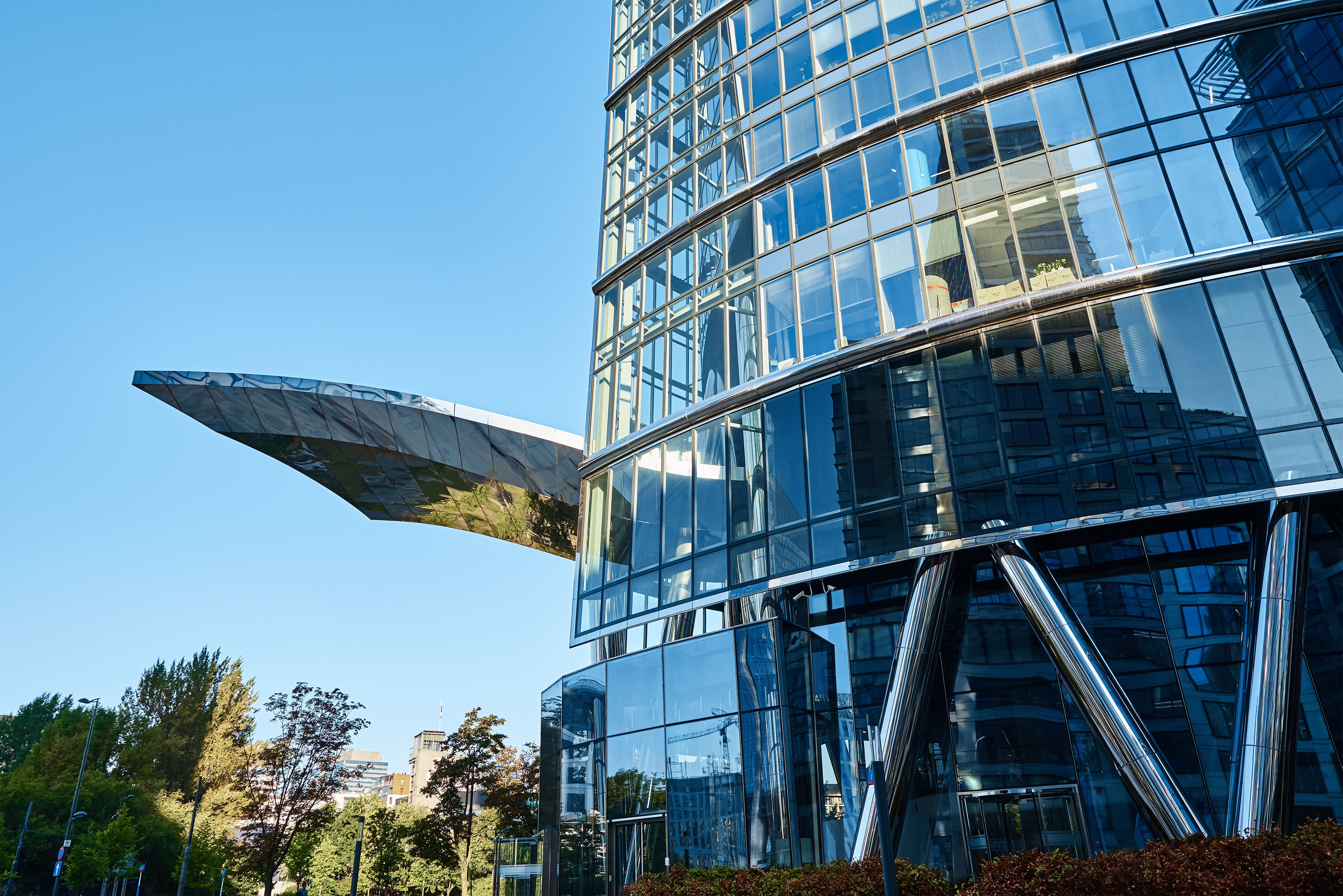 Modern glass building facade detail