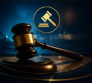 Scales of justice and globe for criminal defence
