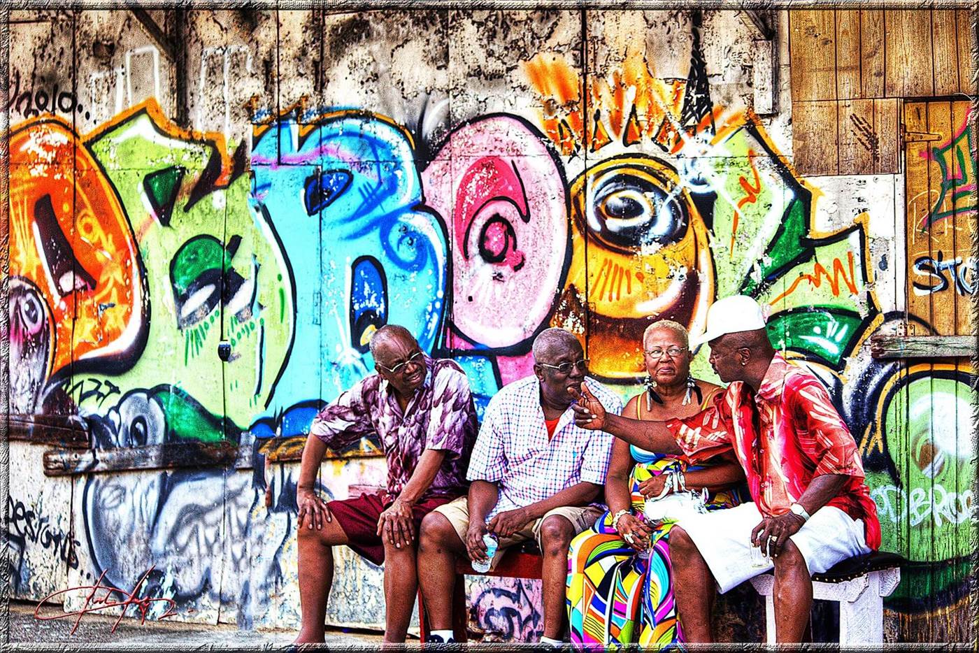 Community members celebrating together on Tragarete Road, Port of Spain
